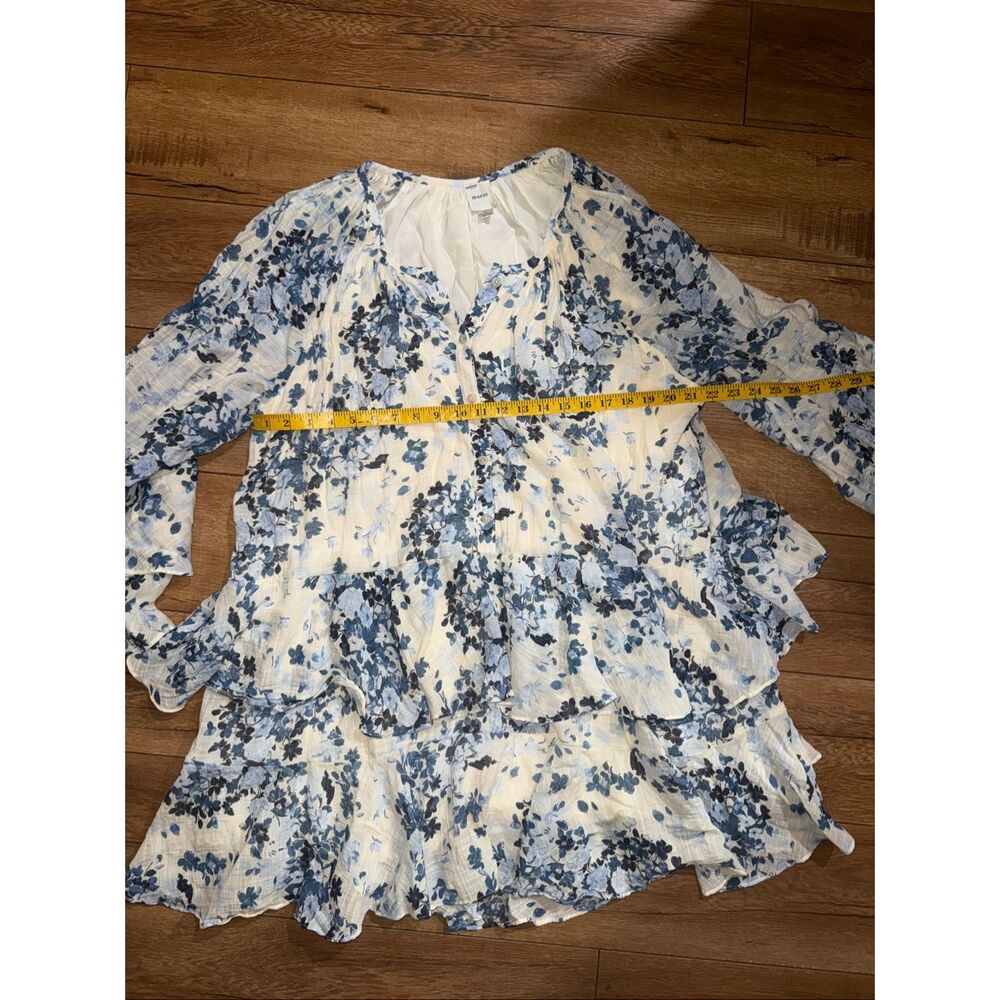 NWOT Maeve By Anthropologie Long-Sleeve V-Neck Mini Swing Dress Blue White Sz 2X - Picture 16 of 16
